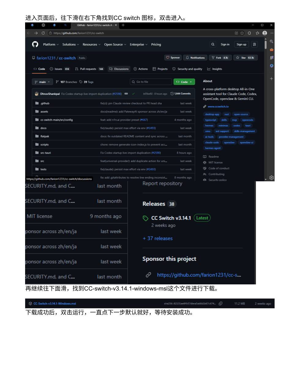 打开 CC Switch 项目页面